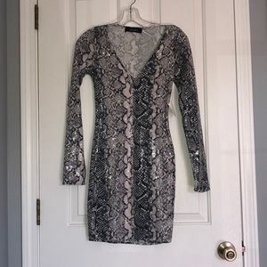 Snake print sequence dress